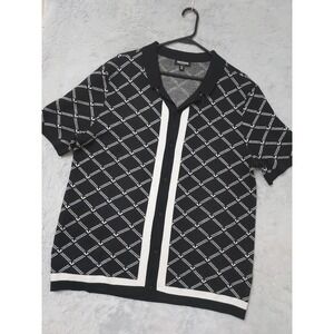 True Religion Cardigan Mens Medium Cotton Wool Blend Knit Diamond Sweater Black